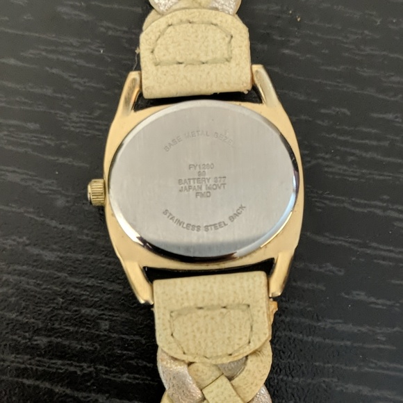 Gold Tone Watch with Two Toned Leather Band - Picture 6 of 6